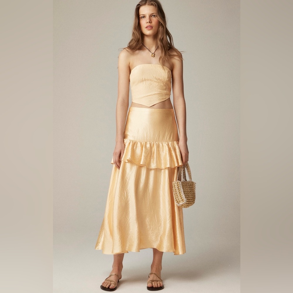 J.Crew Collection Ruffle-tier Midi Skirt Sweet Meringue Size 12